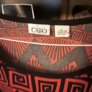Cato Black and Orange Geometric Blouse